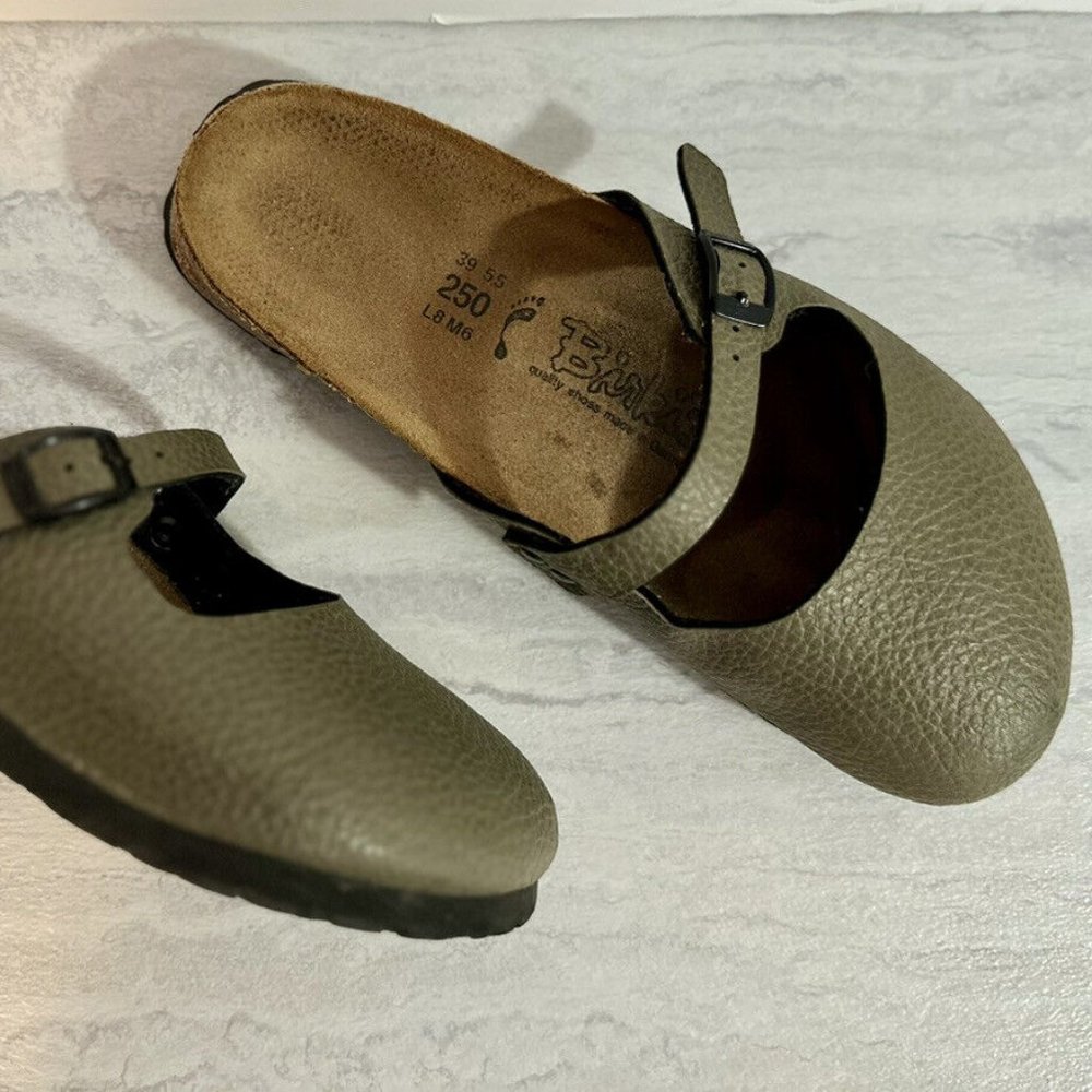 Birkenstock Birki's Maria Mary Jane Mule Slides Olive Green Size EU 39, US 8